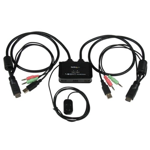 StarTech 2 Port USB HDMI Cable KVM Switch with Audio and Remote Switch