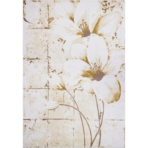 Beige Cream Tulip Area Rug 3'11" x 5'7"