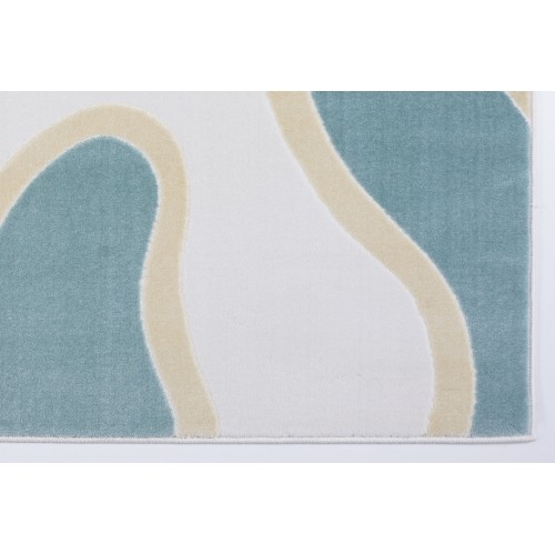 Light Blue Cream Yellow Abstract Area Rug 5'3" x 7'7"