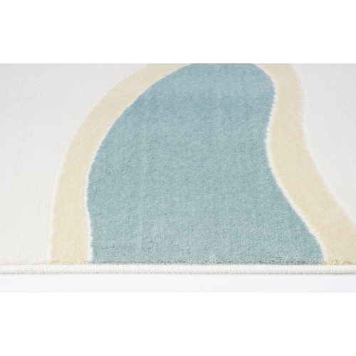 Light Blue Cream Yellow Abstract Area Rug 5'3" x 7'7"