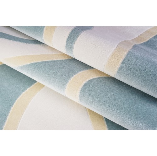 Light Blue Cream Yellow Abstract Area Rug 5'3" x 7'7"