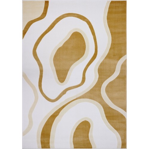 LA DOLE RUGS  Peach Abstract Pastel Area Rug 5'3" X 7'7" In White