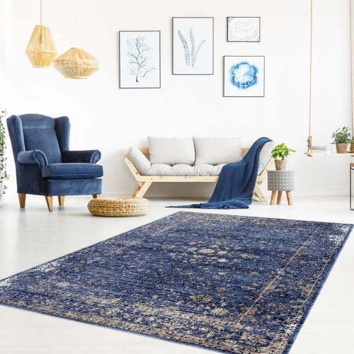 LA Dole Garnier Vintage 2' x 3'3" Rectangle Area Rug - Blue/Beige