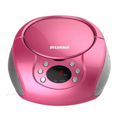 Sylvania SRCD261-PNK 1 Portable CD Player AM/FM Radio Boombox - Pink