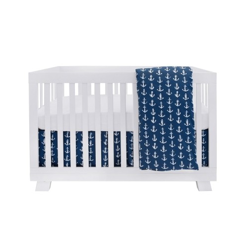 Bebelelo Baby Crib Bedding For Girls And Boys, Navy Blue and White Anchors Design - 4-Piece Set