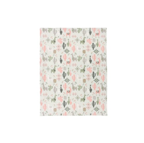 Bebelelo Baby Crib Bedding For Girls And Boys, Pink and Green Llama Love Sundown Design - 4-Piece Set