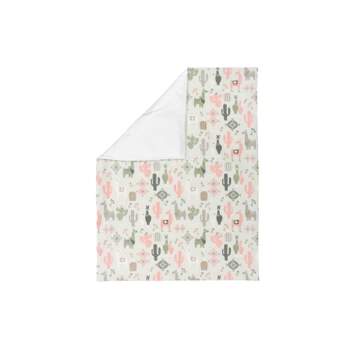 Bebelelo Baby Crib Bedding For Girls And Boys, Pink and Green Llama Love Sundown Design - 4-Piece Set