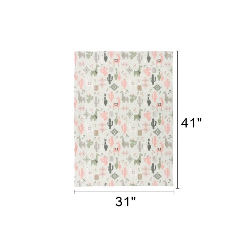 Bebelelo Baby Crib Bedding For Girls And Boys, Pink and Green Llama Love Sundown Design - 4-Piece Set