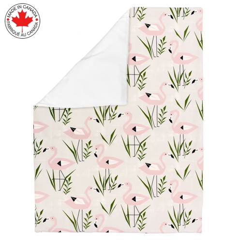 Bebelelo Baby Crib Bedding For Girls And Boys, Pink and White Flamingo Design - 4-Piece Set