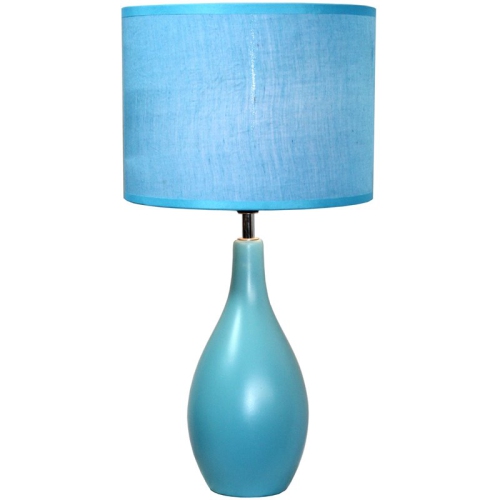 Simple Designs Living Room Oval Ceramic Base Table Lamp - Blue