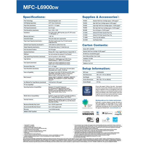 - Brother MFC-L6900DW MFC-L6900DW Laser Multifunction Printer