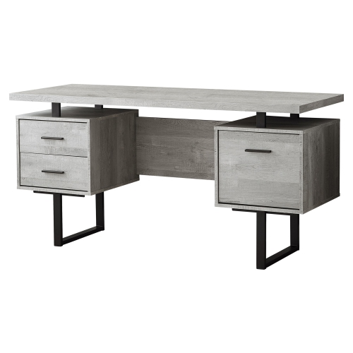 MONARCH  Computer Desk 60"l Grey Wood Grain Metal In Black