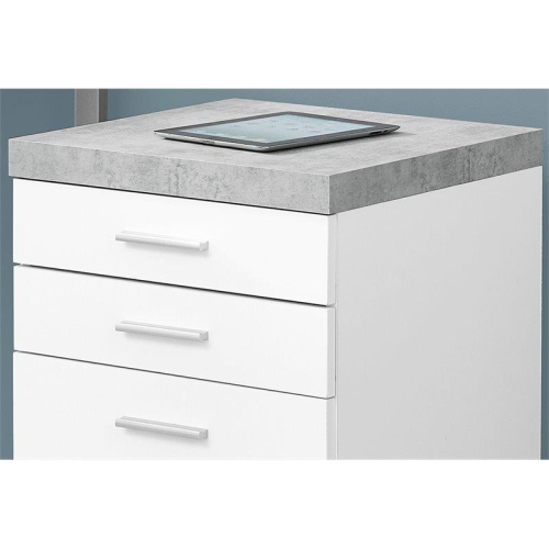 Filing Cabinet 3 Drawer White Cement-look On Castor