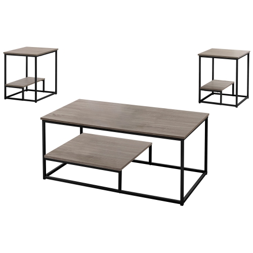 MONARCH  Table Set 3PCs Set Dark Taupe Metal In Black