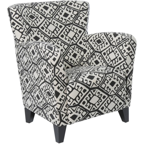 Accent Chair Black Beige " Abstract " Fabric