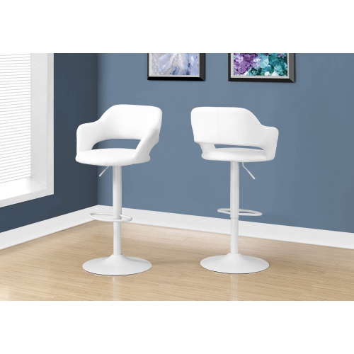 Monarch Contemporary Hydraulic Lift Barstool White - White Metal