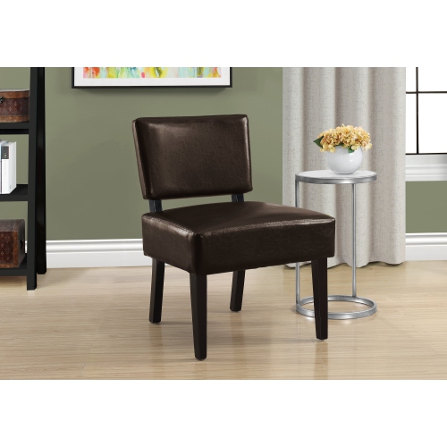 Accent Chair Dark Brown Leather-look Fabric
