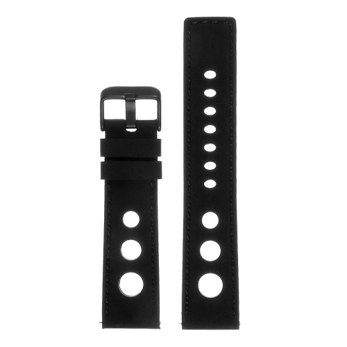 StrapsCo Silicone Rubber GT Rally Racing Watch Band w/ Black Buckle - Quick Release Strap - 20mm Black