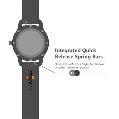 StrapsCo Silicone Rubber GT Rally Racing Watch Band w/ Black Buckle - Quick Release Strap - 24mm Orange & Black