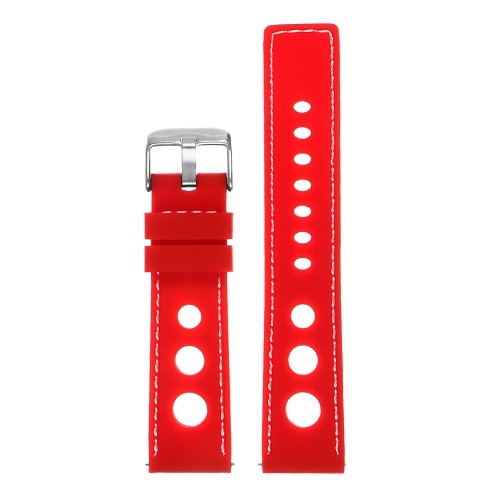 StrapsCo Silicone Rubber GT Rally Racing Watch Band - Quick Release Strap - 20mm Red & White