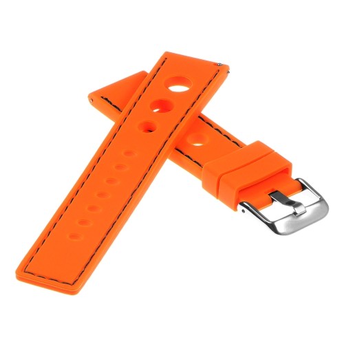StrapsCo Silicone Rubber GT Rally Racing Watch Band - Quick Release Strap - 20mm Orange & Black