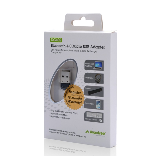 Adaptateur USB Bluetooth d’Avantree [BT 4.0] compatible avec les téléphones Bluetooth, les écouteurs, les haut-parleurs, les claviers et les souris