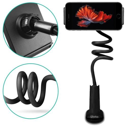 Support à col de cygne d’Uolo pour téléphone intelligent/tablette - bras flexible et pince avec support pour appareil Apple et Android de 4 à 10.6 po