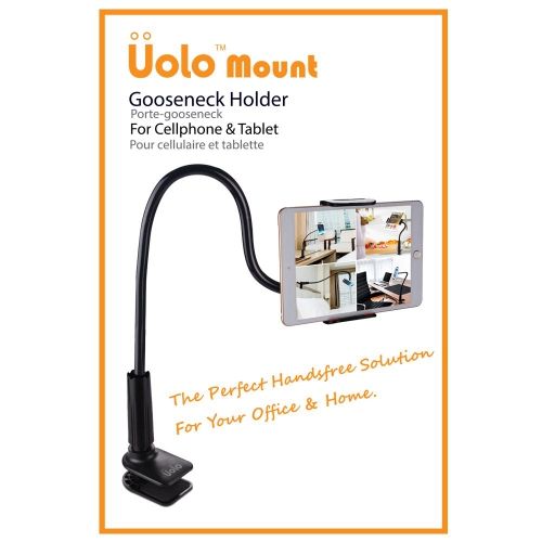 Support à col de cygne d’Uolo pour téléphone intelligent/tablette - bras flexible et pince avec support pour appareil Apple et Android de 4 à 10.6 po