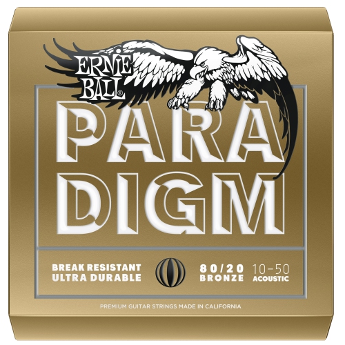 Cordes de guitare acoustique en bronze 80/20 Paradigm d'Ernie Ball - très léger 10-50 lb