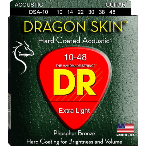 DR Handmade Strings Dragon Skin Coated Acoustic Guitar String, Extra Light
