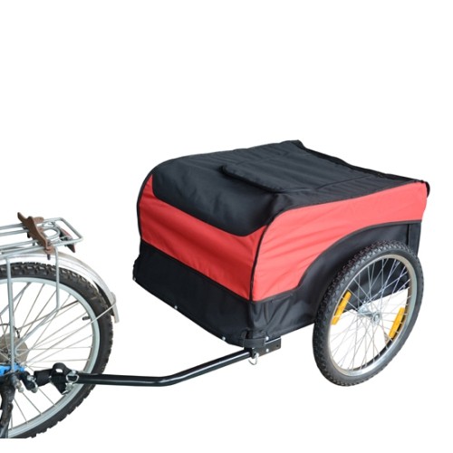 AOSOM  Bike Cargo Trailer Foldable With Cover Black In Red