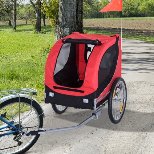 PawHut Pet Bike  Trailer Bicycle Dog Cat  Travel Carrier  Red 