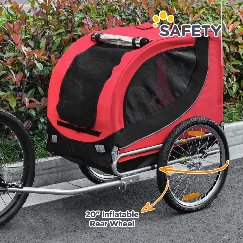 Aosom Dog Bike Trailer, Pet Cart Bicycle, Wagon Cargo Carrier Attachment with Hitch, Reflectors, Flag for Medium Dogs, Pet Wheelchair for Travelling,