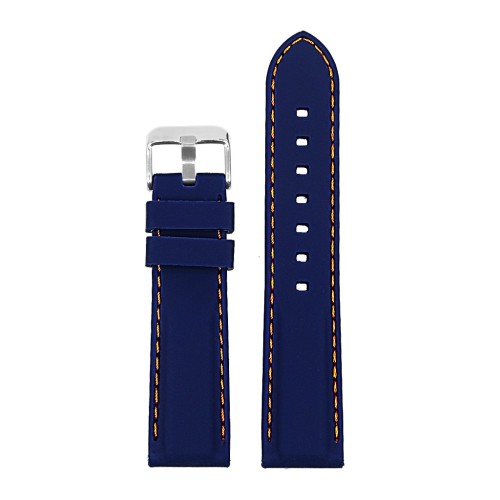 StrapsCo Silicone Rubber Diver Mens Watch Band - Quick Release Strap - 22mm Blue & Orange