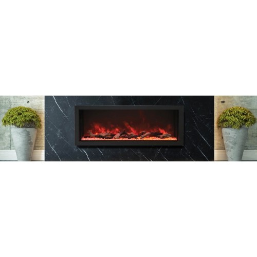 AMANTII  Bi-60-Deep-Xt – 60″ Wide – Deep Indoor Or Outdoor Built-In Only Electric Fireplace With Steel Surround In Black