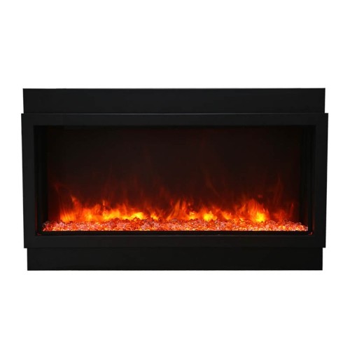 Amantii BI-60-DEEP-XT – 60″ Wide – Deep Indoor or Outdoor Built-in only Electric Fireplace with Black Steel Surround