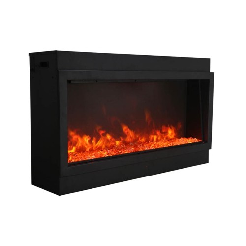 Amantii BI-60-DEEP-XT – 60″ Wide – Deep Indoor or Outdoor Built-in only Electric Fireplace with Black Steel Surround