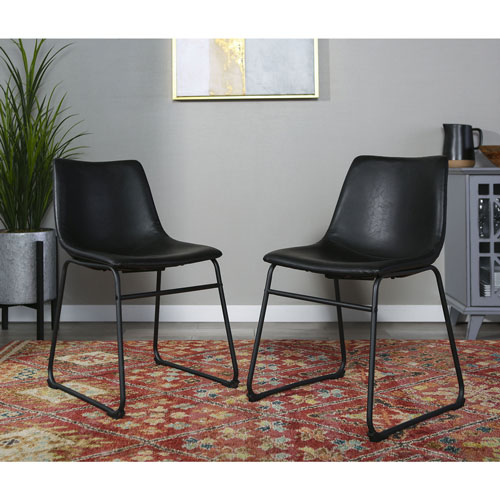 Winmoor Home Transitional Faux Leather Dining Chair - Set of 2 - Black