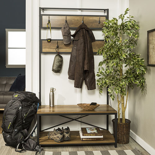 Winmoor Home Transitional Wall Tree With Bench Rustic Oak Best