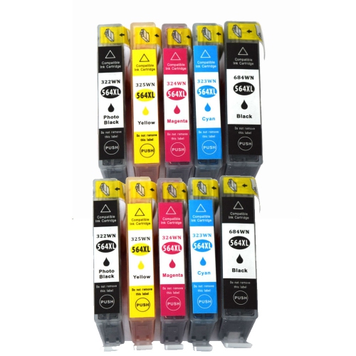 2 Set -10 Ink Cartridges Compatible with 564XL for HP 564 564XL,Photosmart 7525,B8550,C309,C6300,C6340,C6350,C6375, C6380,C6383,C6388,D5445,D5460