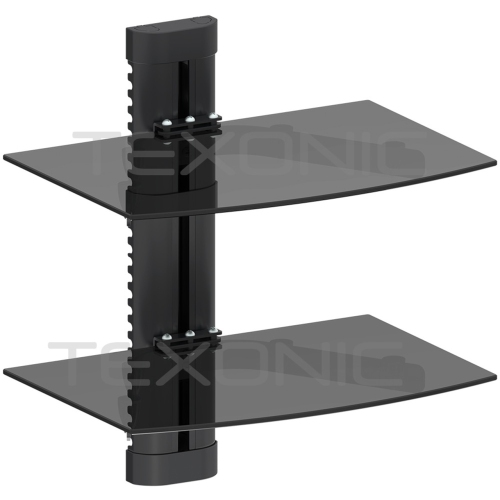 TEXONIC AV Component Wall Mount: Two-Tier Floating Shelf for Stylish Storage