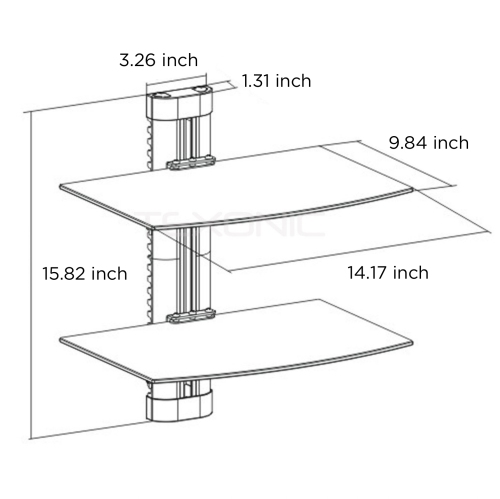 TEXONIC AV Component Wall Mount: Two-Tier Floating Shelf for Stylish Storage