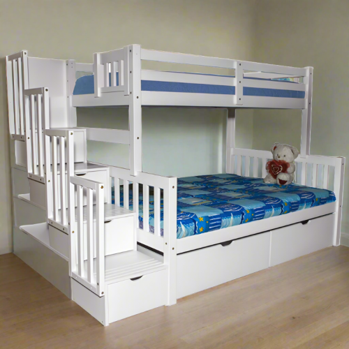 Bunk Bed Stairway Twin over Full with Drawers
