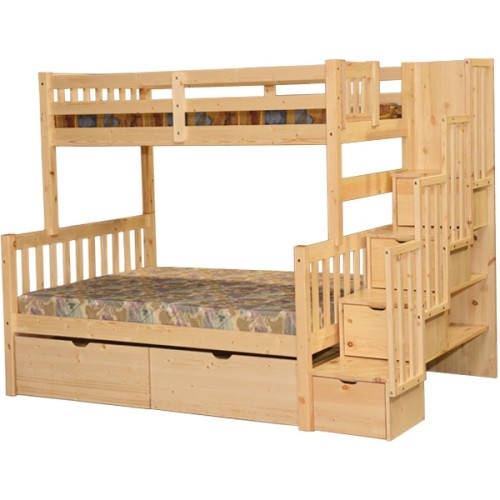 Stairway Twin Over Full Bunk Bed With, Stairway Twin Full Bunk Beds