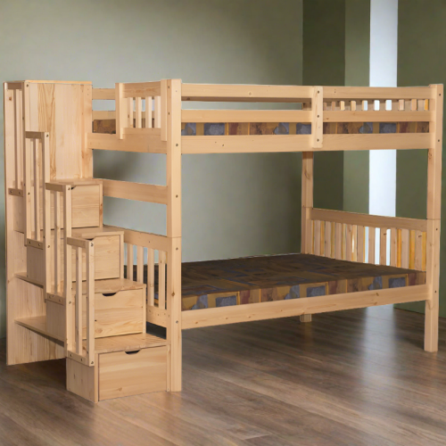 Image 1 of 2.. Bunk Bed Stairway Twin over Twin with Trundle
