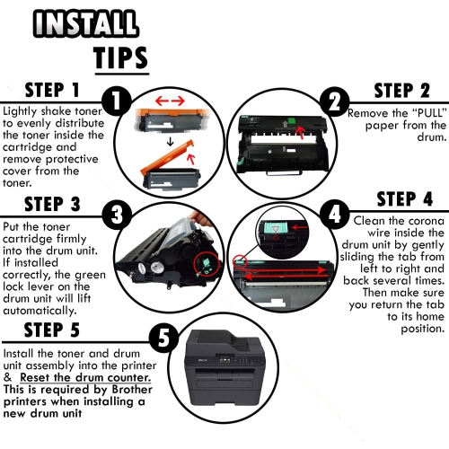 4PK-Inkfirst® High Yield Compatible Toner Cartridge Drum Unit TN-660 DR-630 Replacement for Brother TN660 DR630