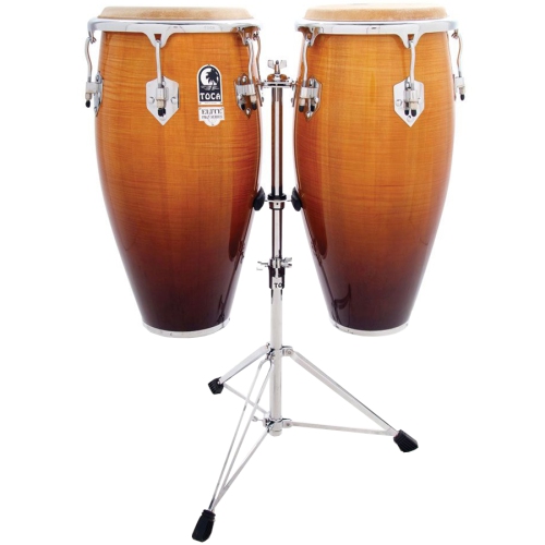 Toca Elite Pro Wood Conga Set with Stand - 11/11-3/4 Natural Maple Fade