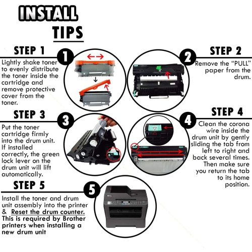 4PK Inkfirst® High Yield Compatible Toner Cartridge & Drum Unit TN-450 DR-420 Replacement for Brother TN450 DR420