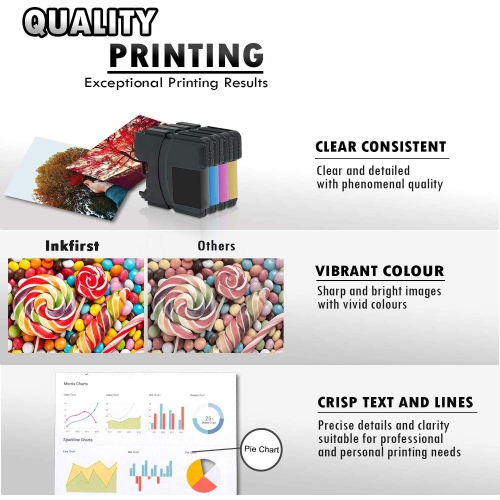 10 Inkfirst® Compatible LC61 lc-61 Ink Cartridges Replacement for Brother LC61 MFC-J220 MFC-J265w MFC-J270w MFC-J410w