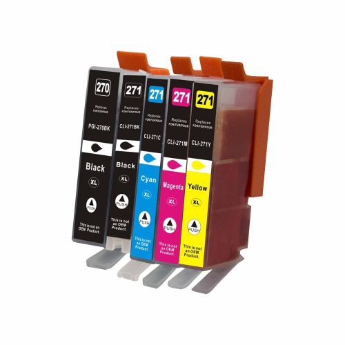 MAX SAVING  - 5 Pack (K, Pbk, C, M, Y) Compatible Ink Cartridge for Canon Pgi270Xl, Cli271Xl Pixma